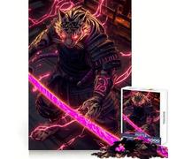 Rompecabezas de Animales Guerrero Samurái Tigre 1000 Piezas para Adolescentes Fortalece la Memoria Tranquilo Calma Borde Calidad Regalo Deseo de Papá Noel 38x52cm