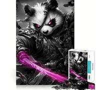Rompecabezas de Animales Guerreros samurái Panda de 1000 Piezas para Adolescentes Fortalece la Memoria Ocio en casa Bordes limpios Regalo preciado (38x26cm)