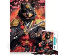 Rompecabezas de Animales Guerreros samurái Rottweiler de 1000 Piezas para Adultos Juguete Inteligente y Divertido Bordes Lisos Decoración de Pared (50x75cm)
