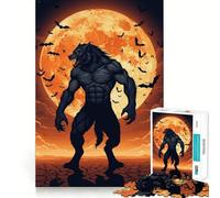 Rompecabezas de Animales Hombre Lobo y Luna para Adolescentes 1000 Piezas diversión Que estimula la Mente componentes Resistentes y de Corte Limpio Actividad para Compartir con los niños (50x75cm)