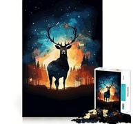 Rompecabezas de Animales,Naturaleza,Ciervos y Cosmos,1000 Piezas para Adolescentes,Juego para estimular la Mente,Montaje Firme y Seguro,Actividad Nocturna Divertida para Toda la Familia (38x26cm)