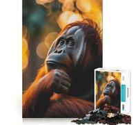 Rompecabezas de Animales Orangután al Atardecer, 1000 Piezas, para Adolescentes, Juguete de razonamiento y Habilidad, Tiempo de Serenidad, Corte preciso, Regalo increíble (38x52cm)