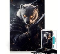 Rompecabezas de Animales Oso Polar Guerrero Samurai 1000 Piezas para Adolescentes Fortalece la Memoria Calma Relajación Borde de Calidad (38x26cm)