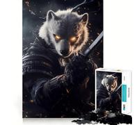 Rompecabezas de Animales Oso Polar Guerrero Samurai 1000 Piezas para Adolescentes Juguete de lógica Mental Escapada Tranquila Arte de Borde Fino Coleccionable (38x52cm)