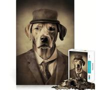 Rompecabezas de Animales Perro con Traje y Gorra,1000 Piezas,Juego de concentración Mental,diseño Ajustado sin Huecos,desafío Interactivo para el Cerebro en casa (38x26cm)