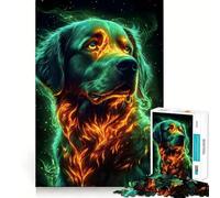 Rompecabezas de Animales Perro Retriever en Llamas de 1000 Piezas para Adolescentes Juguete de lógica y Tren Diversión y Ocio Corte Suave (38x26cm)