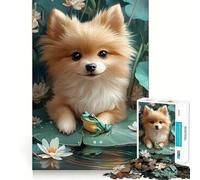 Rompecabezas de Animales Pomerania y Rana de 1000 Piezas para Adolescentes, Juguete de lógica, Tren, Ligero, Relajante, Corte Suave, decoración de Pared (38x52cm)