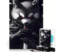Rompecabezas de Animales Rocket Raccoon Samurai de 1000 Piezas para Adolescentes Juguete para desarrollar la lógica y el Sentido del Humor Pasatiempo Relajante Bordes Suaves Regalo Premium (38x26cm)