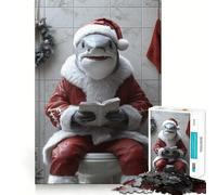 Rompecabezas de Animales Santa Tiburón en el Baño para Adolescentes, 1000 Piezas, Juego de lógica, diversión en Interiores, Pieza de colección de Arte con Bordes precisos 50x75cm
