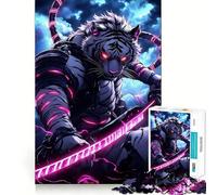 Rompecabezas de Animales Tigre Blanco Samurai 1000 Piezas diversión para desarrollar la Memoria Calidad Profesional Ideal para Recortar Actividad Mental (50x75cm)