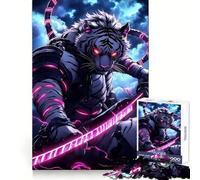 Rompecabezas de Animales Tigre Blanco Samurai 1000 Piezas Pensar Entrenamiento Tranquilo Recreación Bordes definidos Regalo conmovedor (38x52cm)