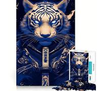 Rompecabezas de Animales Tigre Blanco Samurai 1000 Piezas Recall Fun Play Piezas sin Rebabas de Corte Limpio Juego portátil Ideal para Viajes (38x26cm)