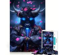 Rompecabezas de Animales Toro Samurai de 1000 Piezas para Adolescentes Juguete para desarrollar la lógica y el Sentido del Humor Pasatiempo Relajante Bordes Lisos Regalo de Primera Calidad (50x75cm)