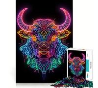 Rompecabezas de Animales Yak de neón para Adolescentes, 1000 Piezas, Juguete de lógica, diversión Familiar, Corte de precisión, (50x75cm)