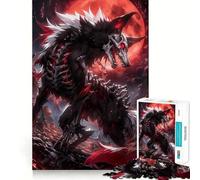 Rompecabezas de Anime Blood Moon Wolf de 1000 Piezas para Adolescentes Diversión,tamaño Uniforme,Piezas precisas,Actividad Relajante para Grupos en Interiores (38x26cm)