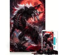 Rompecabezas de Anime Blood Moon Wolf de 1000 Piezas para Adultos Juego de Habilidad Mental Corte láser para un Ajuste Actividad gratificante para días lluviosos (50x75cm)