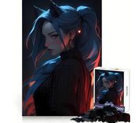 Rompecabezas de Anime Cat Girl Blue Neon de 1000 Piezas para estimular la Mente, Relajante y Divertido, de Corte Suave, cumpleaños (50x75cm)