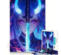 Rompecabezas de Anime Chica Demonio con Espada,1000 Piezas,Diversión para Aumentar la Concentración,Corte Láser para un Encaje, Actividad para Compartir con Seres Queridos (38x26cm)