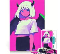 Rompecabezas de Anime Chica Diablo con Alas,1000 Piezas,Juguete para desarrollar la Capacidad cognitiva,Superficie Lisa y sin Rebabas,Actividad Relajante para Grupos en Interiores (38x26cm)