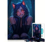 Rompecabezas de Anime Chica Gato en el Bosque,1000 Piezas,Juguete para desarrollar la Capacidad cognitiva,Superficie Lisa y sin Rebabas,Actividad Relajante para Grupos en Interiores (38x26cm)