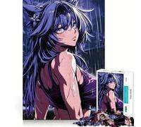 Rompecabezas de Anime Chica Zorro bajo la Lluvia de 1000 Piezas Juego de Habilidad Mental Ajuste Estable Sin Piezas Que se muevan Un pasatiempo Divertido para Fines de Semana Largos (38x52cm)