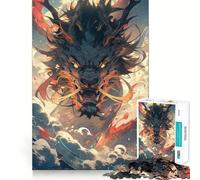 Rompecabezas de Anime Colorido de dragón neón para Adultos, 1000 Piezas, Juego Mental, diversión Relajante, Bordes limpios, Pieza de colección de Arte (50x75cm)