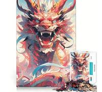Rompecabezas de Anime Colorido Dragón Neón para Adultos, 1000 Piezas, Juguete Inteligente para Jugar en Interiores, Corte Limpio, (50x75cm)