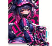 Rompecabezas de Anime con Chica de Traje Rosa y Azul 1000 Piezas Juguete de construcción Focus Ajuste Firme Montaje Seguro Juguete de Entretenimiento para Interiores (50x75cm)