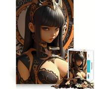 Rompecabezas de Anime con Chica en Dorado y Negro para Adultos,1000 Piezas,Juego de Memoria,Corte Fino,Acabado Premium,Forma entretenida de Pasar el Tiempo Libre (38x52cm)