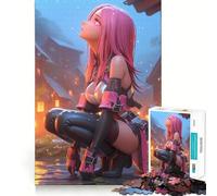 Rompecabezas de Anime con Chica en Traje Rosa para Adolescentes,1000 Piezas,Divertido Juego de Memoria,Superficie Lisa sin Rebabas,Regalo de cumpleaños,Juguete para ejercitar la Mente (38x26cm)