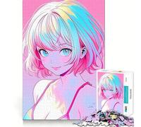Rompecabezas de Anime con Chicas Lindas para el Verano,1000 Piezas,Juego Divertido sin Rebabas,Piezas de Corte Limpio,portátil,Ideal para Viajar (38x26cm)