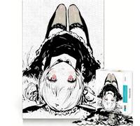 Rompecabezas de Anime con diseño de conejita en Tinta Negra,1000 Piezas,Juego de concentración Mental,diseño Ajustado sin Huecos,desafío Cerebral Interactivo para el hogar (38x52cm)