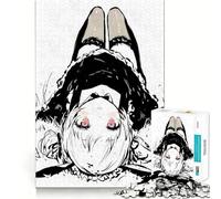 Rompecabezas de Anime con diseño de conejita,Tinta Negra,1000 Piezas para Adolescentes Entrenamiento de Memoria Diversión,conexión Limpia y sin Fisuras Actividad Relajante para Grupos en Interiores