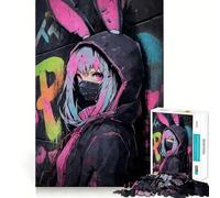 Rompecabezas de Anime con diseño de conejita y Graffiti,1000 Piezas,para Adolescentes Juego para estimular la Mente Montaje Firme y Seguro Actividad Divertida para Toda la Familia (50x75cm)