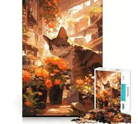 Rompecabezas de Anime con diseño de Florista y Gato Jengibre,1000 Piezas,Juguete para desarrollar la Capacidad cognitiva,Superficie Lisa y sin Rebabas,Actividad Relajante para Grupos en Interiores