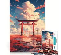 Rompecabezas de Anime con diseño de Puerta Torii para Adultos, 1000 Piezas, Juguete de lógica Mental, Suave y Relajante, Corte Firme, Lista de Deseos de Santa Claus 38x26cm
