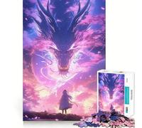 Rompecabezas de Anime con dragón Morado de 1000 Piezas para Adolescentes,Juego de concentración Mental,Corte de precisión,Bordes Lisos,Ideal para Rellenar Calcetines navideños (38x26cm)