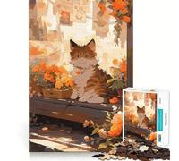 Rompecabezas de Anime con Forma de Gato y Flor de Jengibre,1000 Piezas,para Adolescentes Estimula la Mente Diversión sin Espacios Ajuste Entretenimiento cautivador para Interiores acogedores