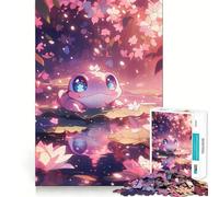 Rompecabezas de Anime con Forma de Rana y Flor de Cerezo,1000 Piezas,Juego de concentración Mental,Corte de precisión,Bordes Lisos,Actividad Absorbente para Noches tranquilas (50x75cm)