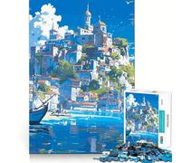 Rompecabezas de Anime con Paisaje Urbano de Pesca,1000 Piezas,para Adultos,desafío Mental,Corte preciso,alineación, Actividad Nocturna Divertida para Toda la Familia (50x75cm)