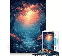 Rompecabezas de Anime con temática de Bosque,río y Puesta de Sol para Adultos,1000 Piezas,Juego para estimular,tamaño Uniforme,Piezas precisas,Ideal para Viajar, ejercitar