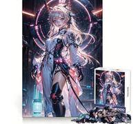 Rompecabezas de Anime CyberGirl Neon Dream de 1000 Piezas para Adultos Rompecabezas Que estimula la agudeza Mental, Proporciona Entretenimiento Tranquilo y Bordes Suaves Regalo conmovedor (38x26cm)