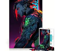 Rompecabezas de Anime Cyberpunk con temática de Chico cíborg para Adolescentes,1000 Piezas,Mejora la Capacidad Mental,Juego de tamaño Uniforme,Piezas precisas,Actividad Nocturna Divertida