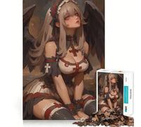 Rompecabezas de Anime de 1000 Piezas con diseño de ángel con alas Negras,Estilo Anime Juego de ingenio y Ajuste Perfecto Regalo Ideal para reuniones Familiares (50x75cm)