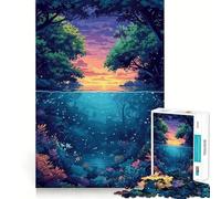 Rompecabezas de Anime de 1000 Piezas con diseño de Bosque,río y Amanecer para Adultos Juego de Habilidad Mental Corte láser para un Ajuste Actividad gratificante para días lluviosos (38x52cm)
