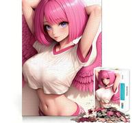 Rompecabezas de Anime de 1000 Piezas con diseño de Chica ángel de Pelo Rosa para Adultos Refuerza la Memoria, entretiene y se Divierte Diseño Elegante Regalo Ideal (38x52cm)