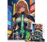 Rompecabezas de Anime de Chica cibernética de 1000 Piezas para Adolescentes Entrenamiento de concentración, Escape Tranquilo, unión Perfecta, Regalo considerado (50x75cm)