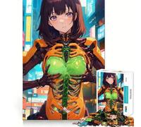 Rompecabezas de Anime de Chica cibernética para Adultos,1000 Piezas,Juego de Memoria,Ajuste Firme,Montaje Seguro,Juego de construcción de Conexiones significativas (38x52cm)