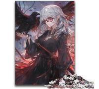 Rompecabezas de Anime de Chica Cuervo de 1000 Piezas para Adolescentes, Juego de Preguntas y respuestas, decoración de Pared, cumpleaños y Navidad (38x52cm)