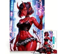 Rompecabezas de Anime de Chica Demonio roja Sexy de 1000 Piezas para Adolescentes, Juguete de lógica Clara, fácil de Usar, Ocio, Regalo de cumpleaños 38x52cm